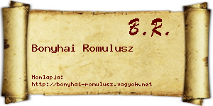 Bonyhai Romulusz névjegykártya